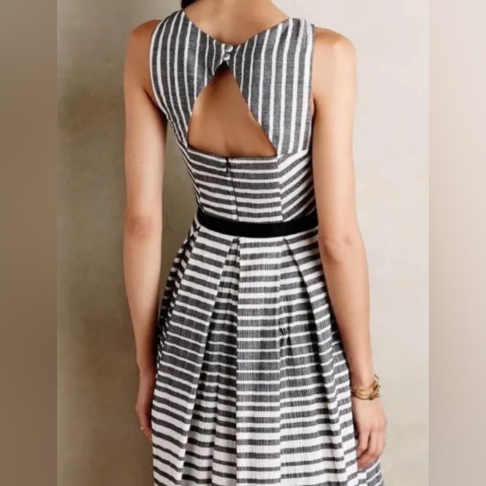 Eva Franco Striped Fit & Flare Dress 6 - Picture 2 of 9